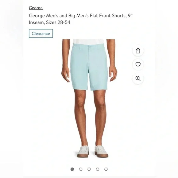 NWT George Brand Above the Knee Style flat front shorts Men’s Size 46 Big & Tall - Picture 3 of 3